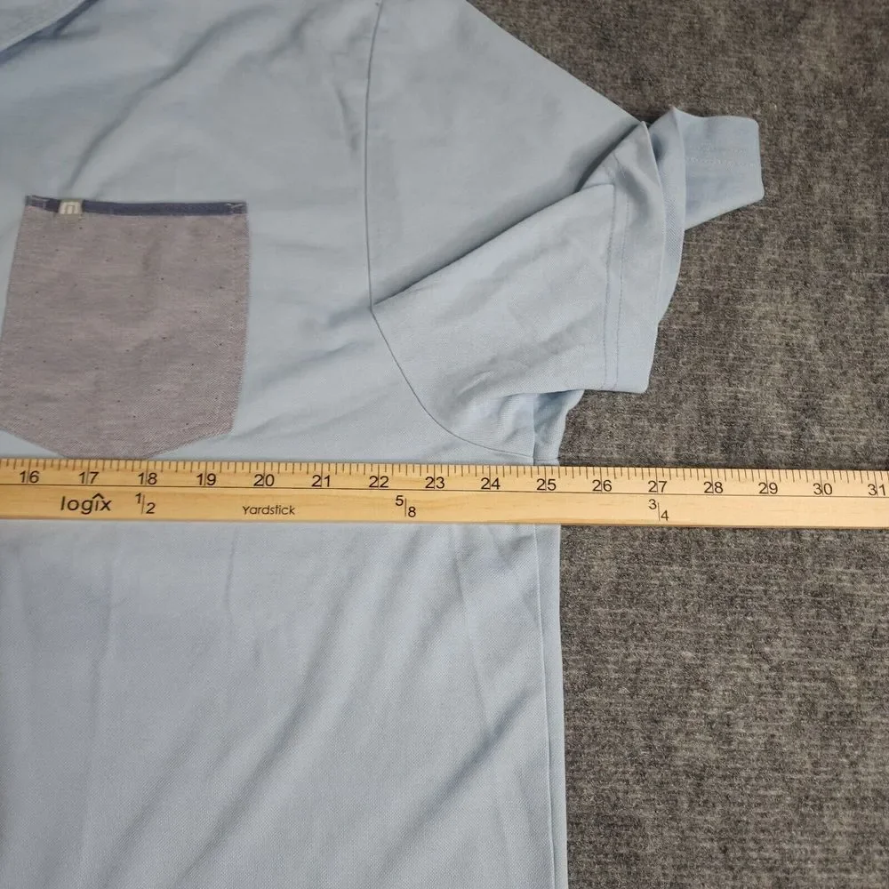 Travis Mathew Polo 2XL Light Blue Solid Gray Pocket Golf‎ Pima Cotton Polyester